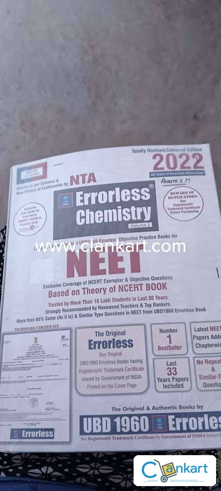 Buy Ubd Errorless Chemistry For Neet As Per New Pattern By Nta