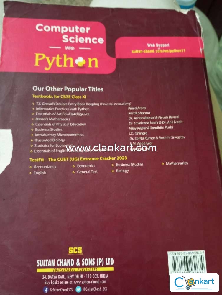 Buy 'COUMPUTER SCIENCE WITH PYTHON PREETI ARORA' Book In Good Condition ...